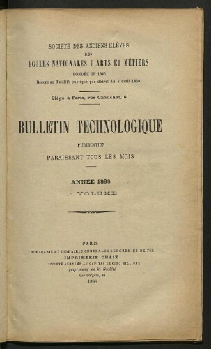 Bulletin technologique 1898