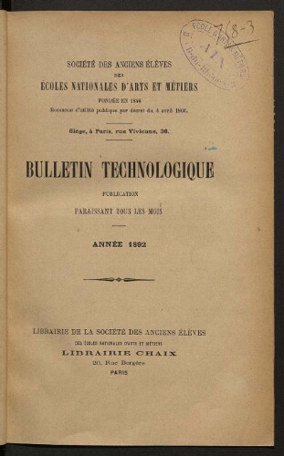 Bulletin technologique 1892