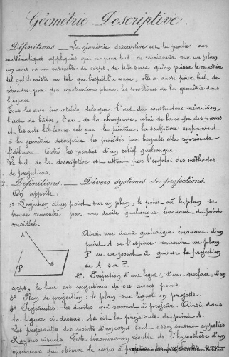 Cours de géométrie descriptive professé à l'Ecole nationale d'Arts et Métiers d'Angers Cours de géométrie descriptive professé à l'Ecole nationale d'Arts et Métiers d'Angers