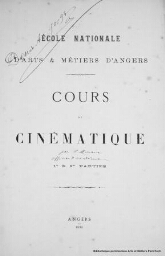 Ecole Nationale d'Arts et Métiers : cours de cinématique -1ère et 2ème parties