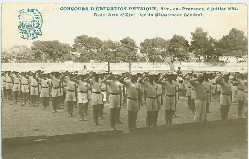 Concours d'éducation physique Aix-en-Provence 6 juillet 1924 Gadz'Arts d'Aix 1er du classement général Concours d'éducation physique Aix-en-Provence 6 juillet 1924 Gadz'Arts d'Aix 1er du classement général