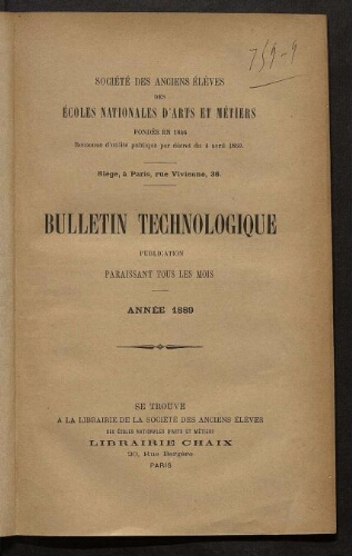 Bulletin technologique 1889