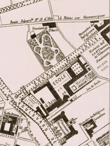 Plan de l'Ecole d'Arts et Métiers (Aix-en-Provence): détail Plan de l'Ecole d'Arts et Métiers (Aix-en-Provence): détail