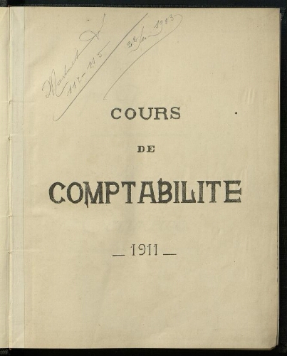 Cours de comptabilité. Ecole Nationale d'Arts et Métiers de Cluny. Cours de comptabilité. Ecole Nationale d'Arts et Métiers de Cluny.
